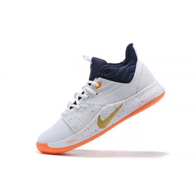 Nike Erkek Pg 3 Beyaz / Lacivert Mavi / Turuncu Spor Ayakkabı Türkiye - 35ABKMTZ